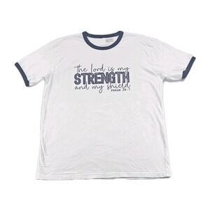 The Lord Is My Strength And My Shield XL White Black Spell Out Art Print T Shirt